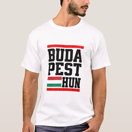 T-Shirt Retro-Style mit Koordinaten Budapest Tシャツ (正面)