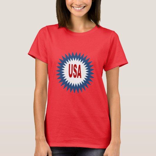 T-shirt rouge  femme  SOLEIL  USA Tシャツ (正面)