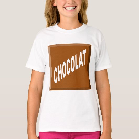 T-shirt Ruffle blanc filles  Design CHOCOLAT Tシャツ (正面)