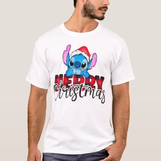 T-Shirt stitch png meery christmas Tシャツ (正面)