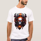 T-shirt tête de mort flamboyante, crane en feu,   tシャツ (正面)