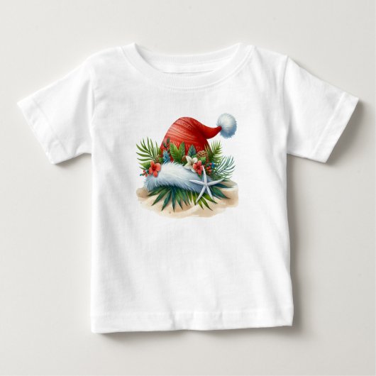 T-Shirt-Tropical Christmas Famiy TShirt ベビーTシャツ (正面)