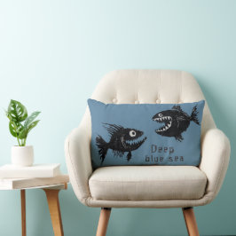 T-shirt Two scary fish, tattoo style, personalized ランバークッション