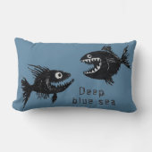 T-shirt Two scary fish, tattoo style, personalized ランバークッション (正面)