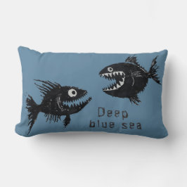 T-shirt Two scary fish, tattoo style, personalized ランバークッション