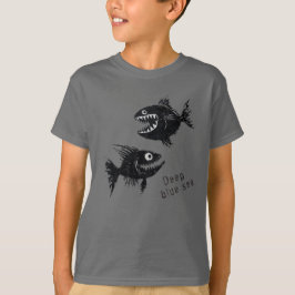T-shirt Two scary fish, tattoo style, personalized Tシャツ