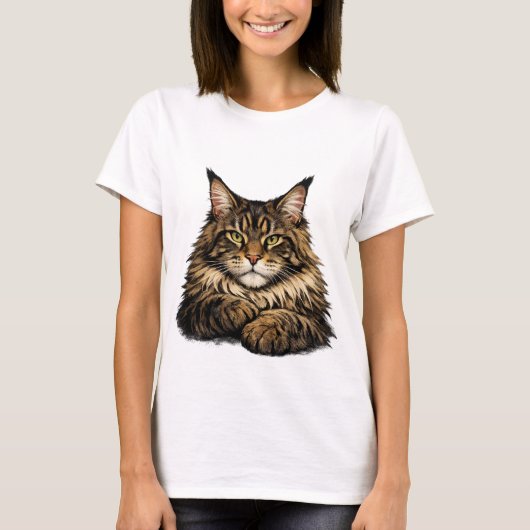 T-shirt with a Maine Coon cat Tシャツ (正面)
