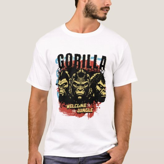 T-shirt with a strong gorilla design tシャツ (正面)