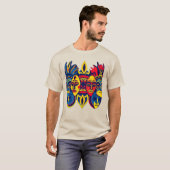 T-SHIRT with African masks in beautiful colors Tシャツ (正面フル)
