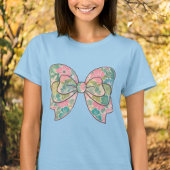 T-Shirt with Floral Bow - Boho Chic Style, Casual  Tシャツ