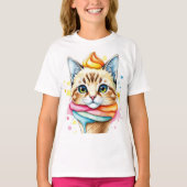 T-shirt with ice-cream and cat tシャツ (正面)