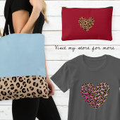 T-shirt with pink leopard heart tシャツ
