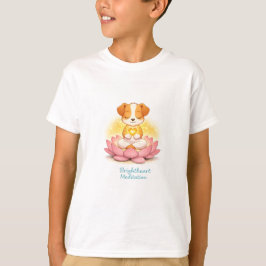 T shirt with puppy on lotus tシャツ