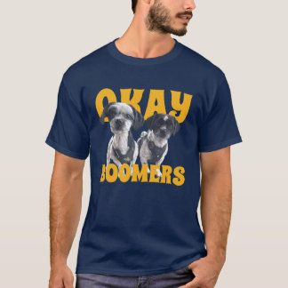 T-SHIRT with two Boomers (little dogs) and text Tシャツ