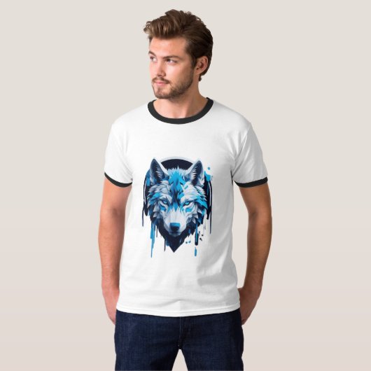 T-shirt with Wolf Design Tシャツ (正面フル)