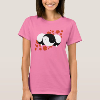 T-shirt Yin-Yang Girl flowers Tシャツ
