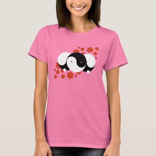 T-shirt Yin-Yang Girl flowers Tシャツ (正面)