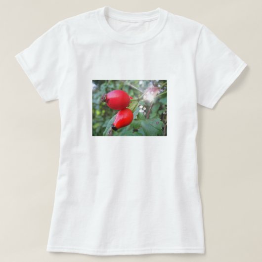 T-Shirt zwei Hagebutten mit Sonnenstrahl Tシャツ (デザイン正面)
