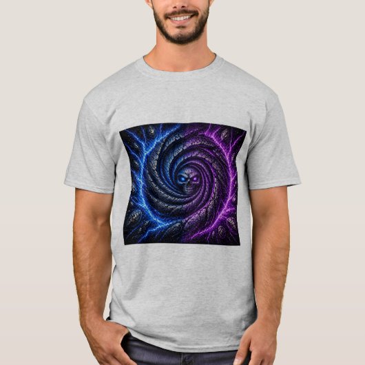 T-ShirtFire vs Ice Skull Vortex Optical Illusion | Tシャツ (正面)