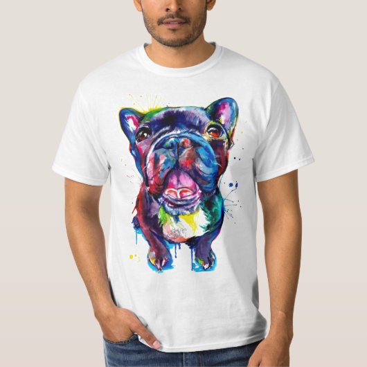 T-shirts  Bouledogue Français - Motif Aquarelle Tシャツ (正面)