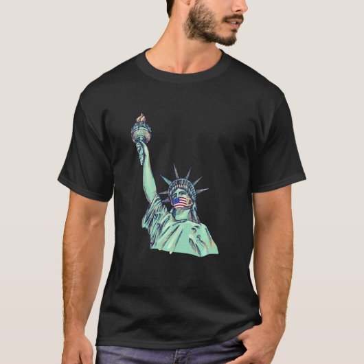 T Statue Of Liberty With Face Mask Tシャツ (正面)