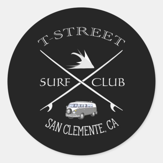 T-street Surf Club San Clemente California  ラウンドシール (正面)
