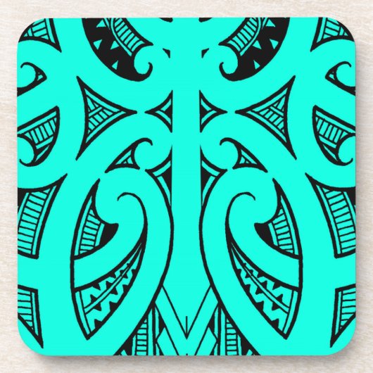 Ta Mokoの伝統的なマオリの入れ墨のデザインのkoruの形 コースター (正面)
