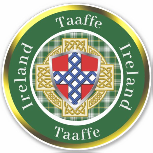 Taaffe アイルランド シールド/ケルト十字 パーソナライズ シール (正面)