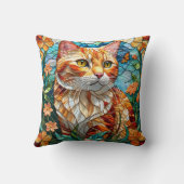 Tabby  art stained glass cat colorful modern style クッション (裏面)