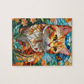 Tabby  art stained glass cat colorful modern style ジグソーパズル (横)