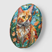 Tabby  art stained glass cat colorful modern style ラージ壁時計 (傾斜)
