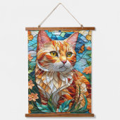 Tabby  art stained glass cat colorful modern style 吊り下げ型タペストリー (正面)