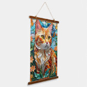 Tabby  art stained glass cat colorful modern style 吊り下げ型タペストリー (傾斜あり)