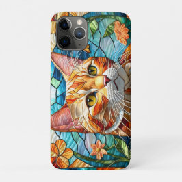 Tabby art stained glass cat colorful modern style iPhone 11 proケース