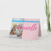 Tabby Catおもしろいおめでとう女性名刺入れ カード (正面)