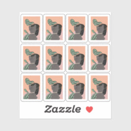 Tabby Catおもしろい Viewing Plantsフレーム シール