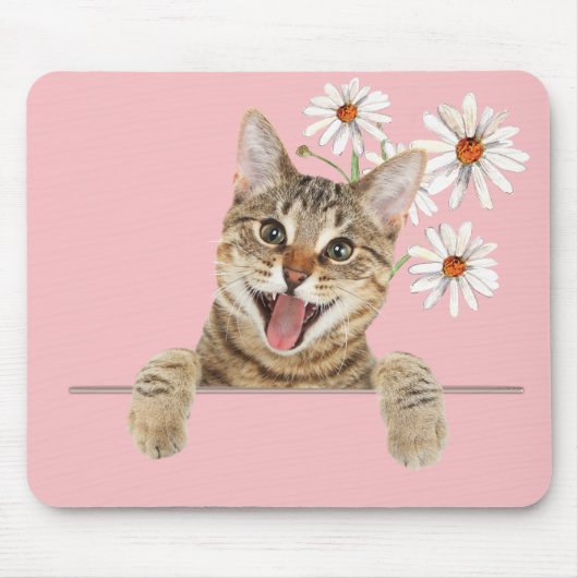 Tabby Catとデイジーマウスパッド マウスパッド (正面)