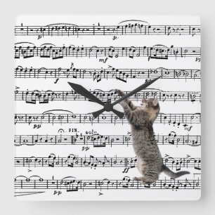 Tabby Catによる楽譜 スクエア壁時計