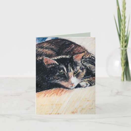 Tabby Catカスタマイズ可能ノートカード（緑） カード (正面)