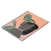 Tabby Catグレー植物2トーン ノートブック (左側)