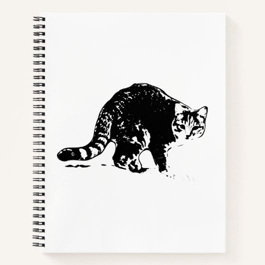 Tabby Catフル体白黒ノートブック ノートブック (正面)