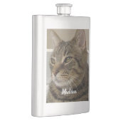 Tabby Cat写真パーソナライズされた名 フラスク (右)
