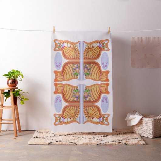 Tabby Cat踊りネズミ枕鏡画像 ファブリック (インサイチュ)