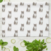 Tabby Cat （グレー） キッチンタオル (折り畳み)