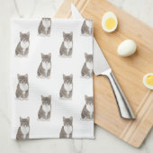 Tabby Cat （グレー） キッチンタオル (四つ折り)