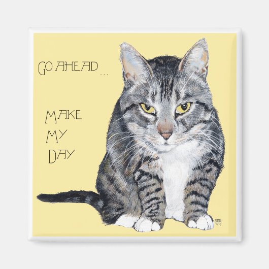 Tabby Cat – 私の一日を作る マグネット (正面)