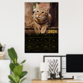 Tabby Cat 2026 Calendar ポスター (ホームオフィス)