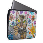 Tabby Cat and flowers Electronics Bag ラップトップスリーブ (正面右)