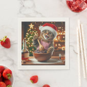 Tabby cat baking boozy christmas pudding  スタンダードランチョンナプキン (インサイチュ)