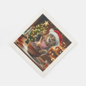 Tabby cat baking boozy christmas pudding  スタンダードランチョンナプキン (角)